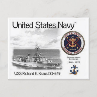 USS USS RICHARD E. KRAUS DD- 849 Cartão postal
