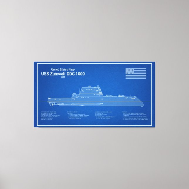 USS Zumwalt - Entrega de planos de impressão Bluep (Frente)