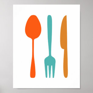 Utensílios de Cozinha em Poster Estilo Moderno de
