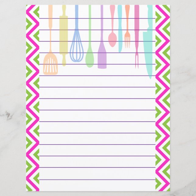 Utensílios de Cozinha Retro com Ziguezague Chevron (Frente)