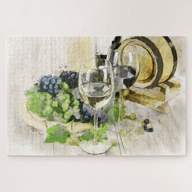 uvas e quebra-cabeça de vinho (Horizontal)