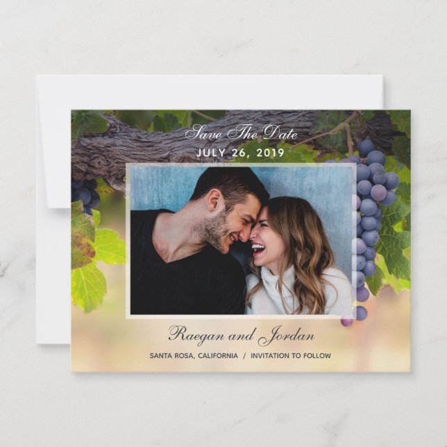 Uvas em Vines Foto Salvar Cartão de Data (Frente)