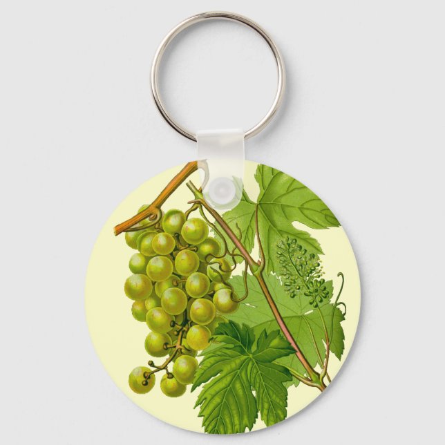 Uvas na Chaveiro de Desenho Botânico da Vinha (Frente)