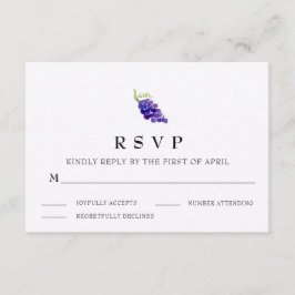 Uvas na placa RSVP de Casamento de Vinha