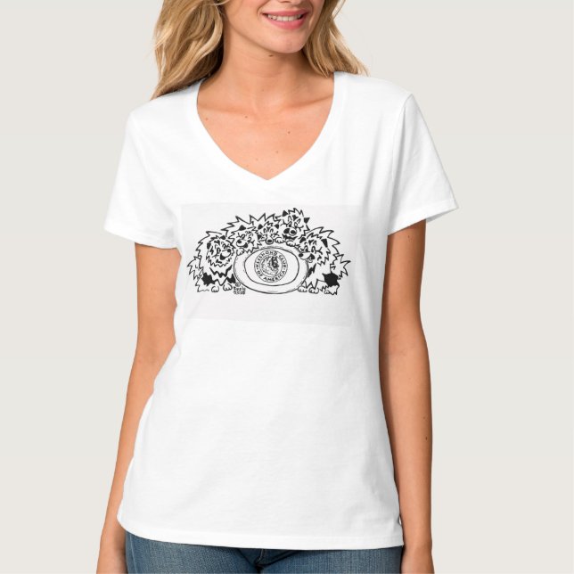 V básico - camiseta do pescoço no branco com (Frente)