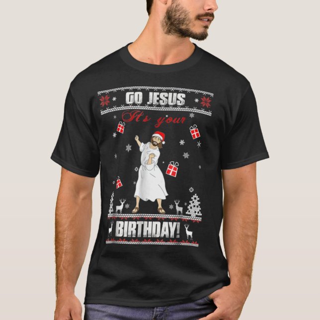 Vá Jesus, é o seu suéter de Natal feio (Frente)