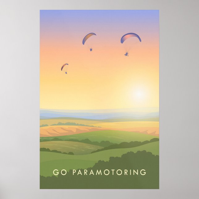 Vá Poster de Viagens Paramotoring (Frente)