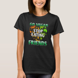 Vá Vegano Pare de Comer Amigos Camisa Vegana Retro