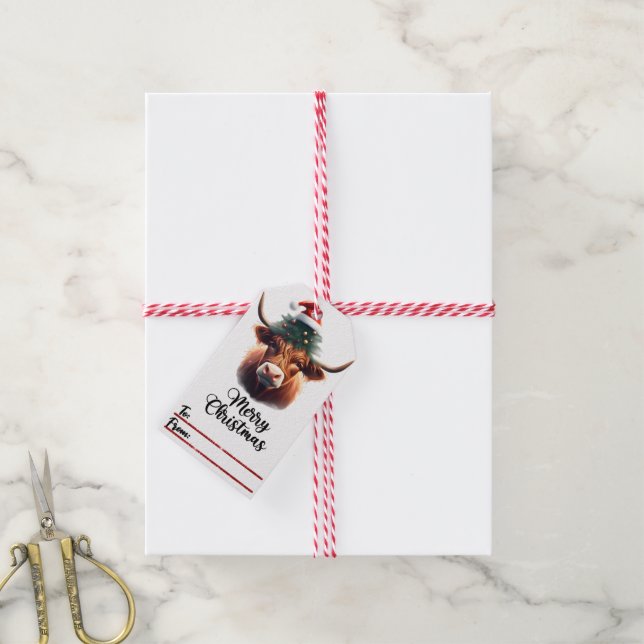 Vaca alegre com a etiqueta de Natal (Com cordão)