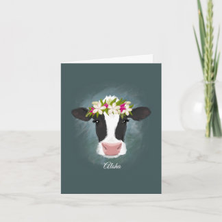 Vaca Aloha - Cartão de Nota Personalizado