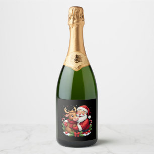 Vaca Alta Escocesa de Natal Com Papai Noel Vintage