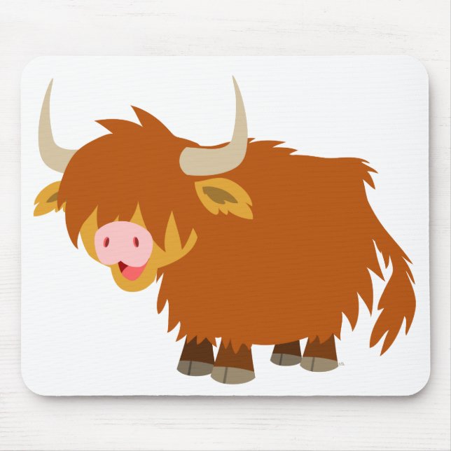 Vaca bonito Mousepad das montanhas dos desenhos (Frente)