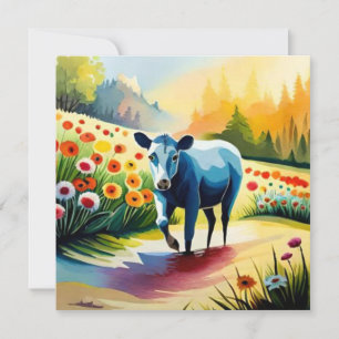 Vaca branca no campo floral