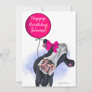 Vaca com Cartão de Ballon de Aniversário Rosa - Pe