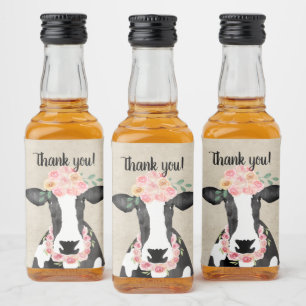 Vaca de Aquarela com Coroa Floral