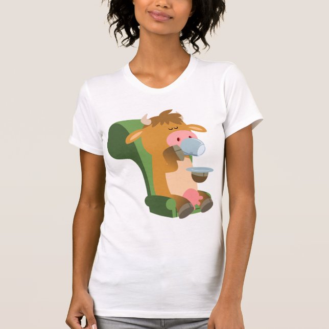 Vaca de Cartoon Bonita e T-Shirt Bonita Cuppa (Frente)