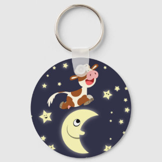 Vaca De Cartoon Pulou Sobre A Chaveiro Da Lua