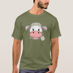 Vaca de desenho animado fofa   Camiseta de animal 