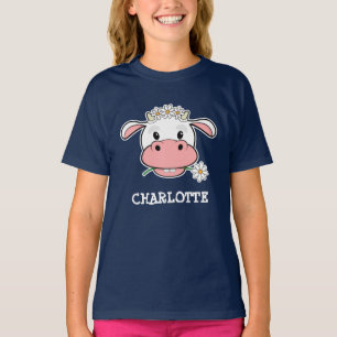 Vaca de desenho animado fofa   Camiseta de animal 