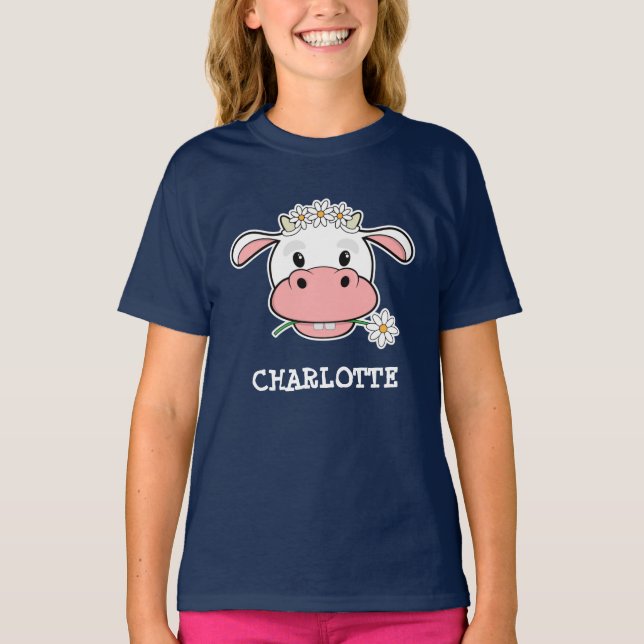 Vaca de desenho animado fofa | Camiseta de animal  (Frente)