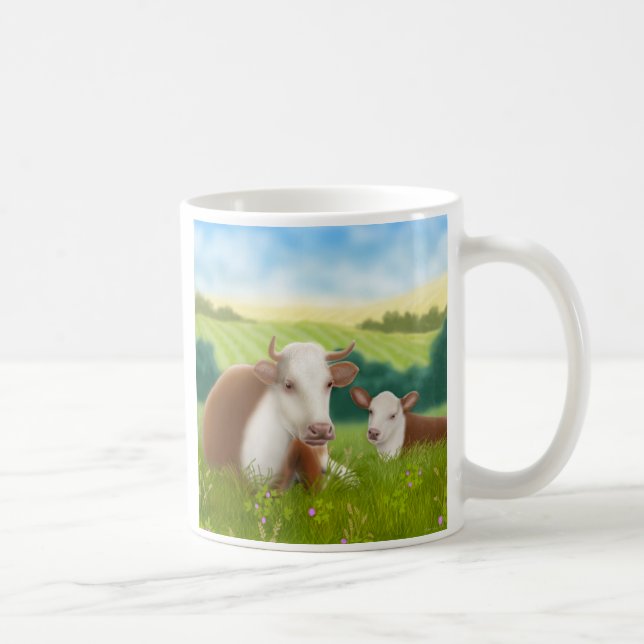 Vaca de Hereford e caneca da vitela (Direita)