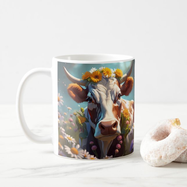 Vaca de margarida e caneca de leite (Com Donut)