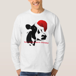 Vaca do papai noel do t-shirt dos homens do Natal