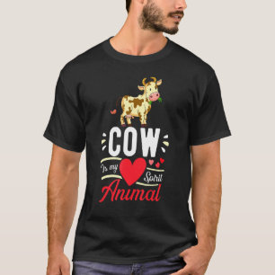 Vaca É Meu Animal Espírito Amor Vaca Fofa Camiseta