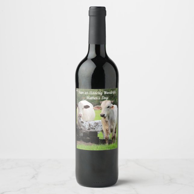 Vaca e vitelo - Rótulo de vinho personalizado (Frente)