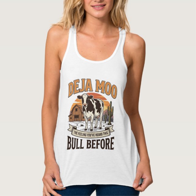 Vaca engraçada Deja Moo desenho de camisa ocidenta (Frente)