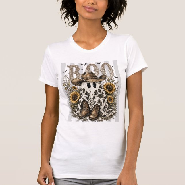 “Vaca Fantasma Boo Haw” Camiseta Western de Hallow (Frente)