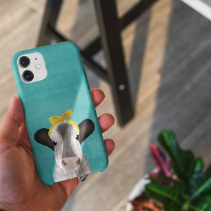 Vaca Fofa com Laço Azul Turquesa