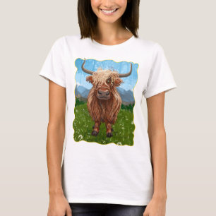 Vaca Highland a Vir e Ir à Camisa T