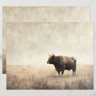 Vaca Highland em um Livro de Campo Sepia