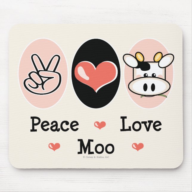 Vaca Mousepad do MOO do amor da paz (Frente)