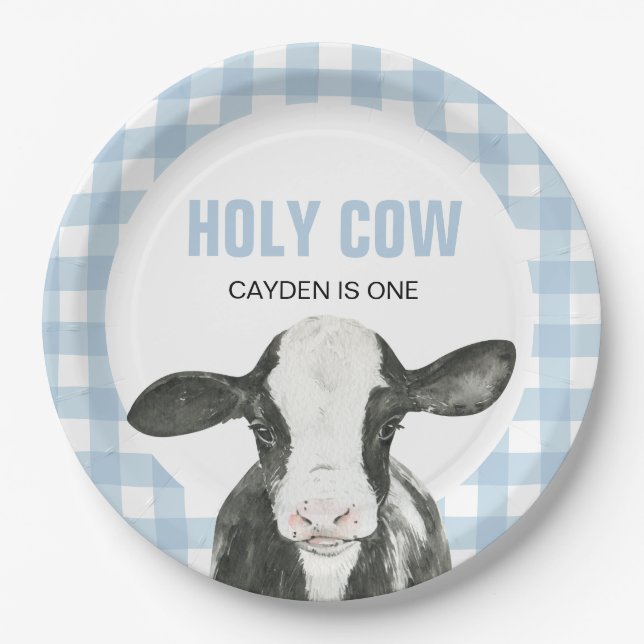 Vaca sagrada estou um prato de papel de aniversári (Frente)