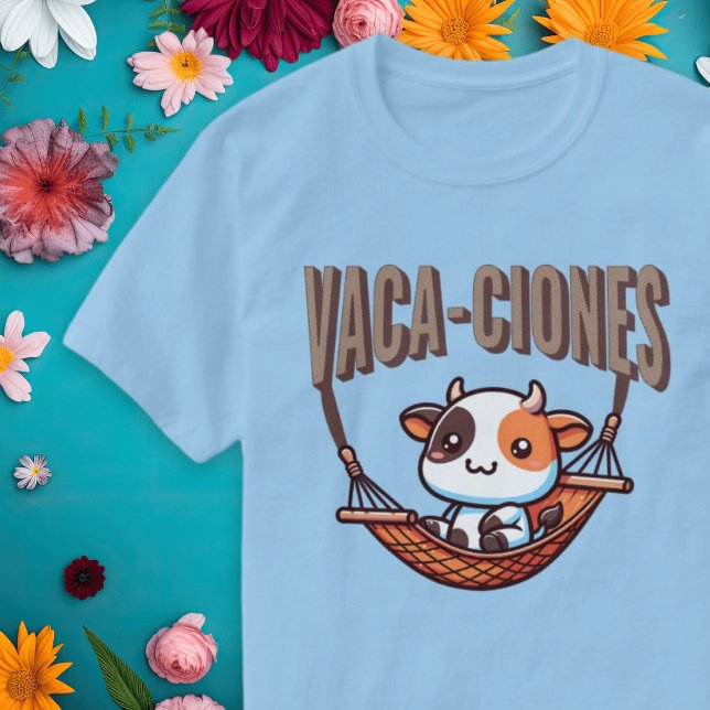 Vacaciones (Férias) Casaca Camisa Espanhola (Vacaciones (Vacation) Punny Cow Spanish Shirt.)