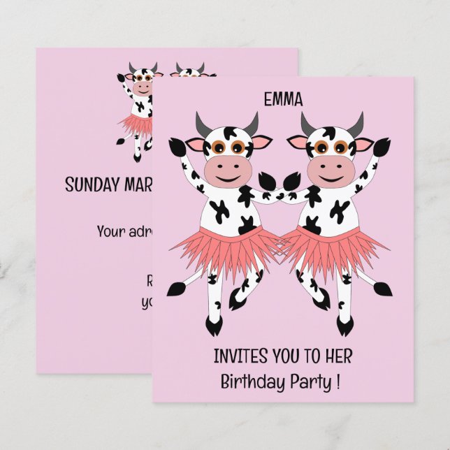 Vacas dançantes bonitas e engraçadas - aniversário (Frente/Verso)