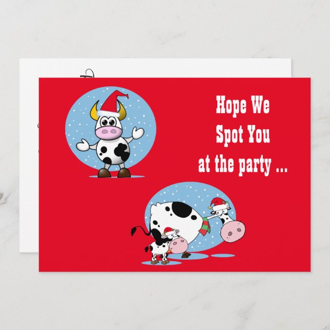 Vacas de Natal com Modelo de Convite para Papai No (Frente/Verso)
