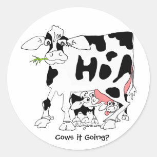 Vacas ele que vai? Etiquetas redondas