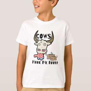 Vacas Me Fazem Feliz Vaca Vaca Camiseta Garotas T-