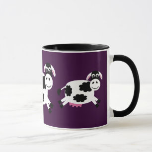 Vacas Running bonitos roxas & caneca preta da