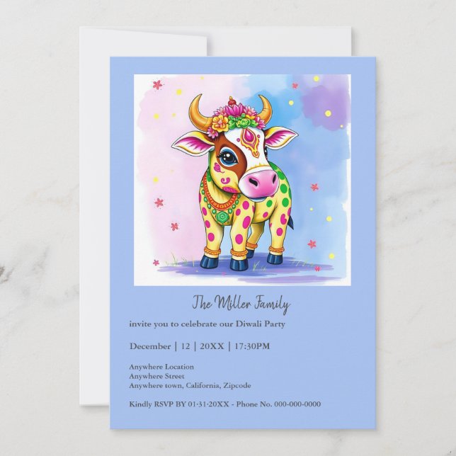 Vacas Sagradas e Coloridas Diwali em Disfarces Fes (Frente)