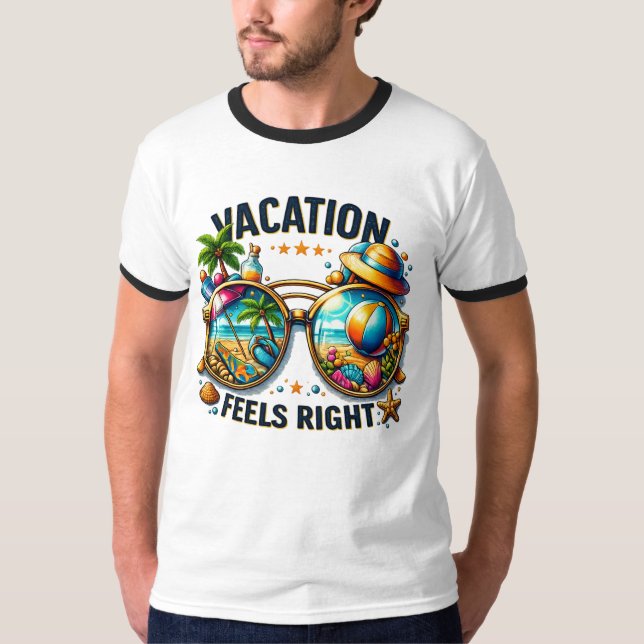 Vacation Feels Right Ringer T-Shirt USA (Frente)