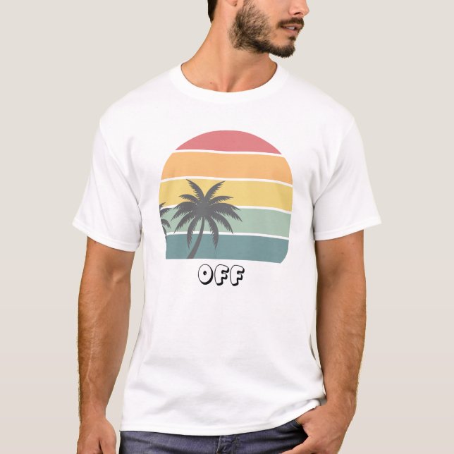 Vacation Mode OFF Island Graphic Sunset T-Shirt (Frente)