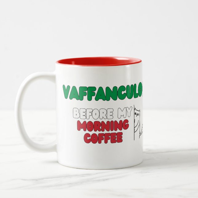 Vaffanculo antes do meu café da manhã - caneca eng (Esquerda)