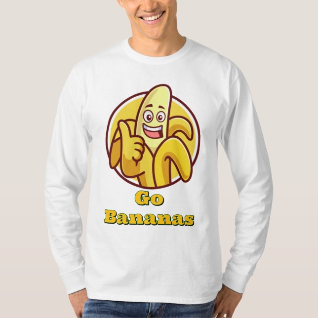 Vai Bananas! T-Shirt de Capa Longa | Tee Gráfico D (Frente)