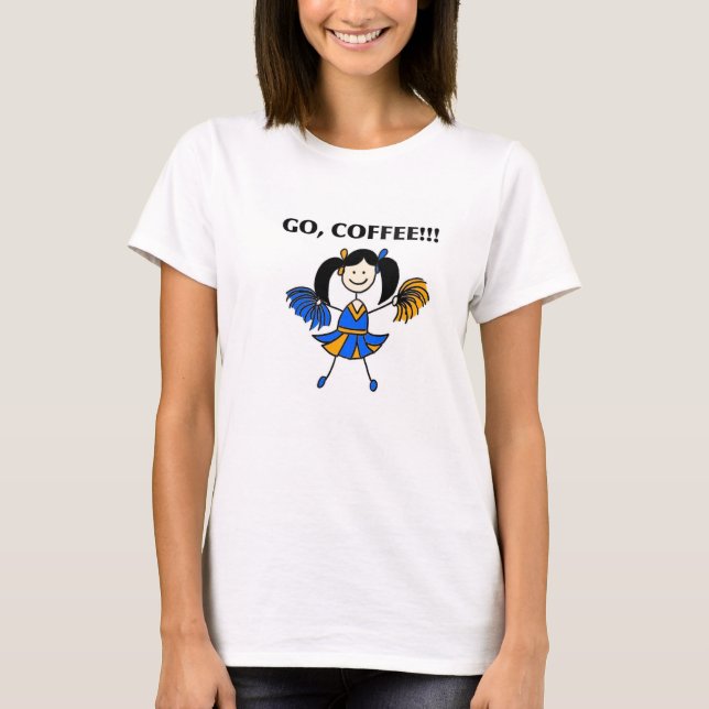 Vai, o café! T-shirt do cheerleader (cabelo (Frente)