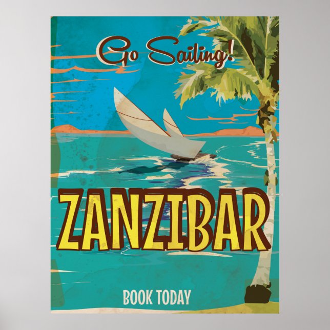 Vai Velejar! Poster de viagens vintage Zanzibar (Frente)