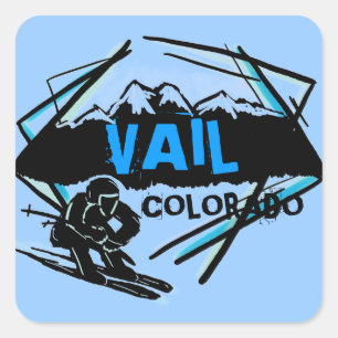 Vail Colorado - etiquetas de esqui azuis